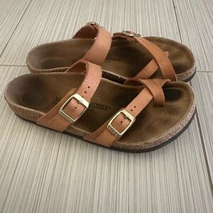 Birkenstock Tan Leather Cross-Strap Sandals
